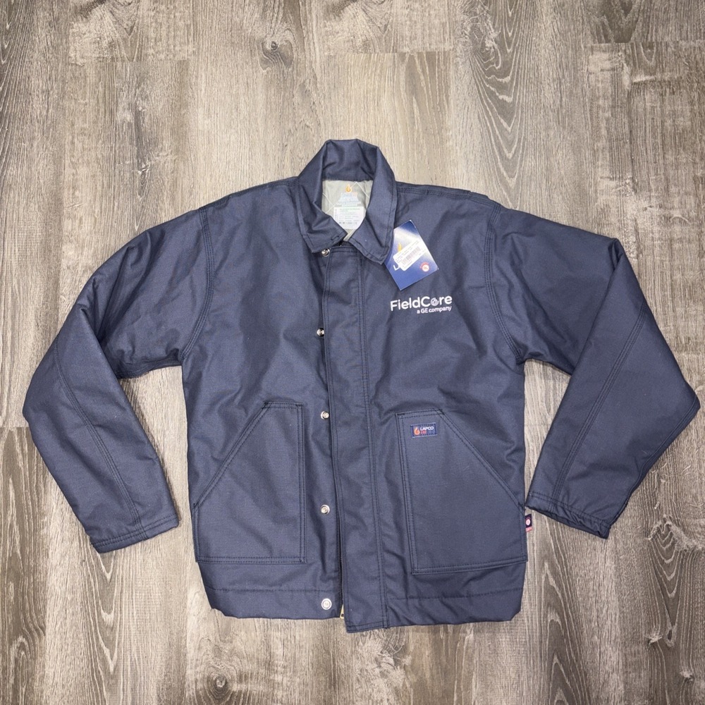 Lapco FR Mens Small Navy Blue Gray Flame Resistant Workwear Jacket Cotton NWT